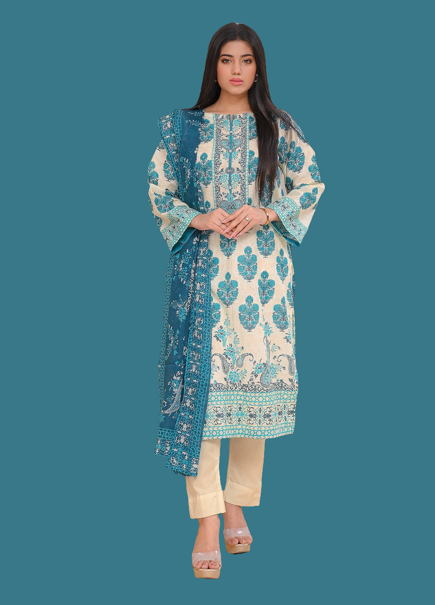 Faiqa unstitched 3 Piece printed Lawn