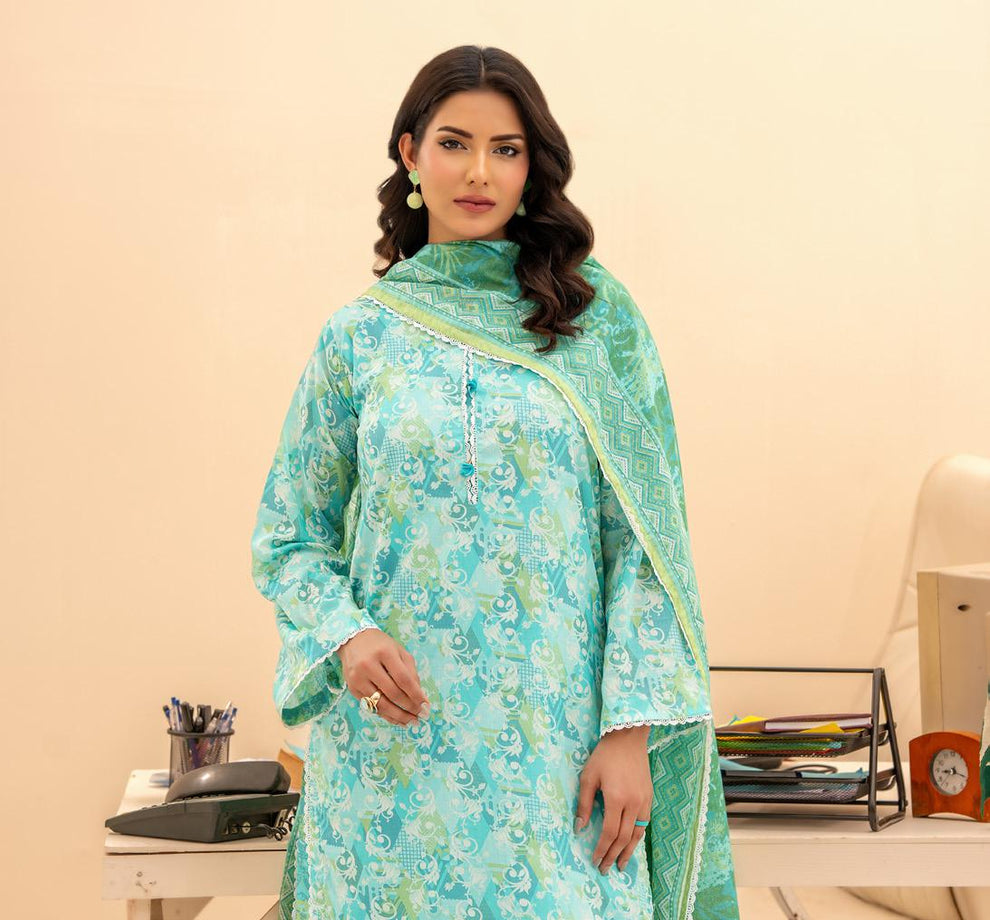 Zesh unstitched 3 piece Lawn