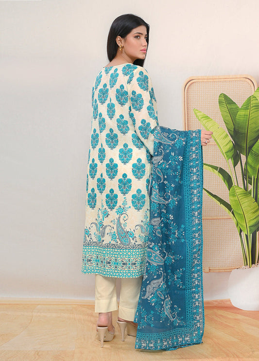 Faiqa unstitched 3 Piece printed Lawn