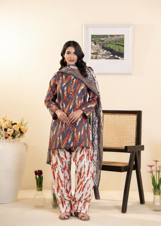 Zesh unstitched 3 piece Lawn